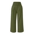thumbnail image 4 of Mercatoo Teen Girls Cotton Linen Palazzo Pants Wide Leg High Waisted Casual Pants Elastic Waist Loose Fit Solid Color Trousers, 4 of 4