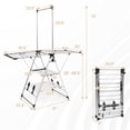 thumbnail image 3 of Costway Séchoir Pliable à 2 Niveaux en Acier Inoxydable avec Barre de Suspension et 2 Ailes à Hauteur Réglable, 3 of 10