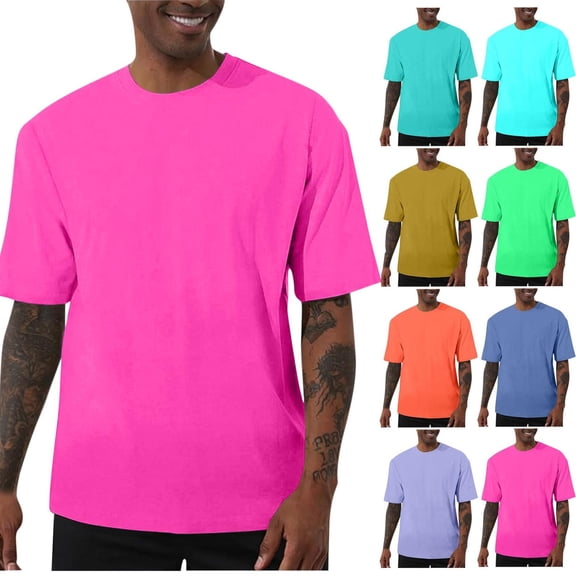 Luvrsol T Shirts for Man Big and Tall Solid Casual Tee Moisture Wicking Cotton Blend Short Sleeve Crew Neck S-5XL
