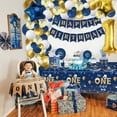 thumbnail image 4 of 172 PCS Mr Onederful Birthday Decorations - Blue Gold Birthday Plates, Napkins, Cups, Balloons, Birthday Banner, Cake Topper and Tablecloth for Baby Shower 1st Birthday Boy Decorations, Serve 20, 4 of 6