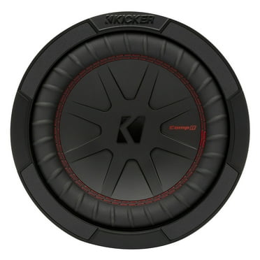 KICKER CompR 8 Inch 2 Ohm DVC 600W Peak Power Car Audio Subwoofer, Black