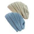 thumbnail image 1 of Bonnet Tricoté pour Femmes (Lot de 2) - Beige/Denim, 1 of 1