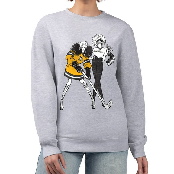 Women's G-III 4Her by Carl Banks Heather Gray Pittsburgh Penguins Hockey Girls Team Graphic Fleece Pullover Sweatshirt