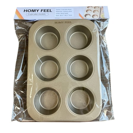 

HOMY FEEL Cupcake Molds Non-Stick 6-Cavity Carbon Steel Pastry Mold for Oven Baking