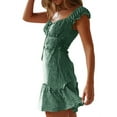 thumbnail image 2 of Womens Summer Ruffle Sleeve Sweetheart Neckline Printing Dress Mini Dress, 2 of 5