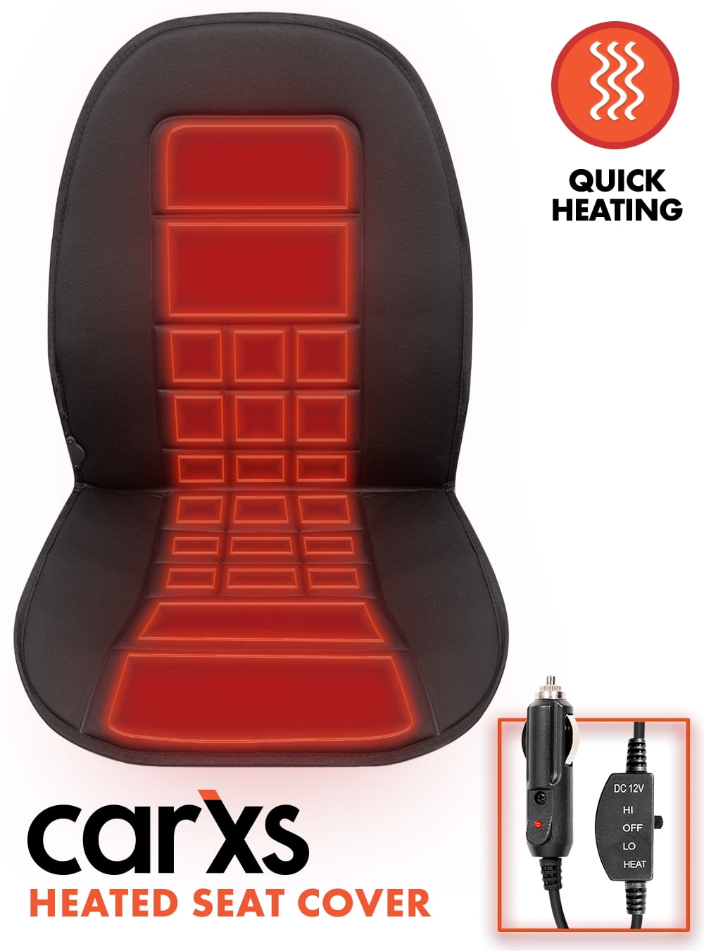 carXS Heated Seat Cover for Cars – Universal 12V Heated Car Seat
