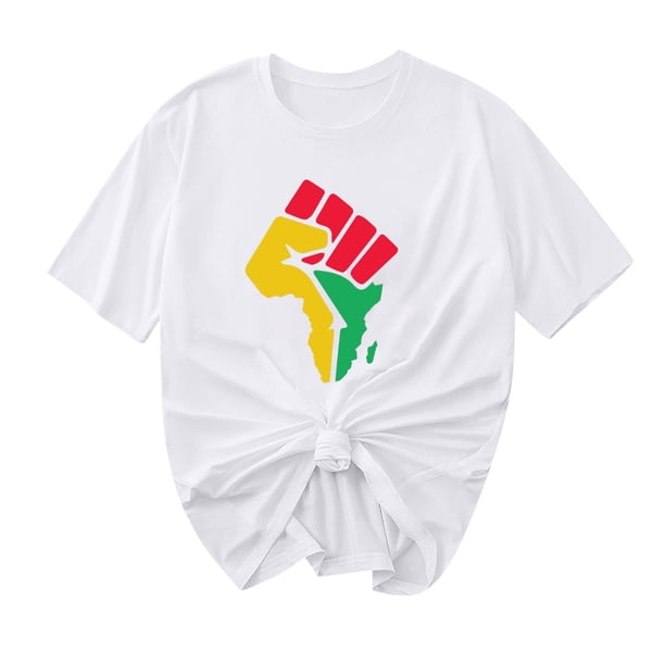 Camiseta de Cuello Redondo Impresa Nueva Moda Casual de Manga Corta de las Mujeres, Mezcla Ligera de Poliéster para la Primavera