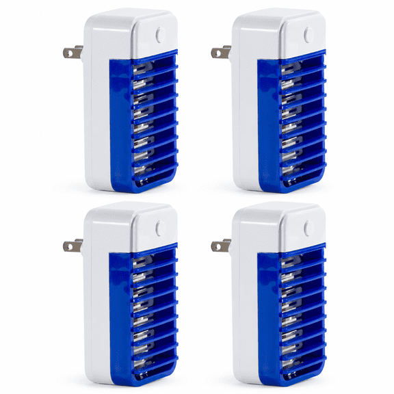 Indoor Plug-In Bug Zapper, 4 Pack, Electric Flying Insect Killer with On/Off Button, White and Blue