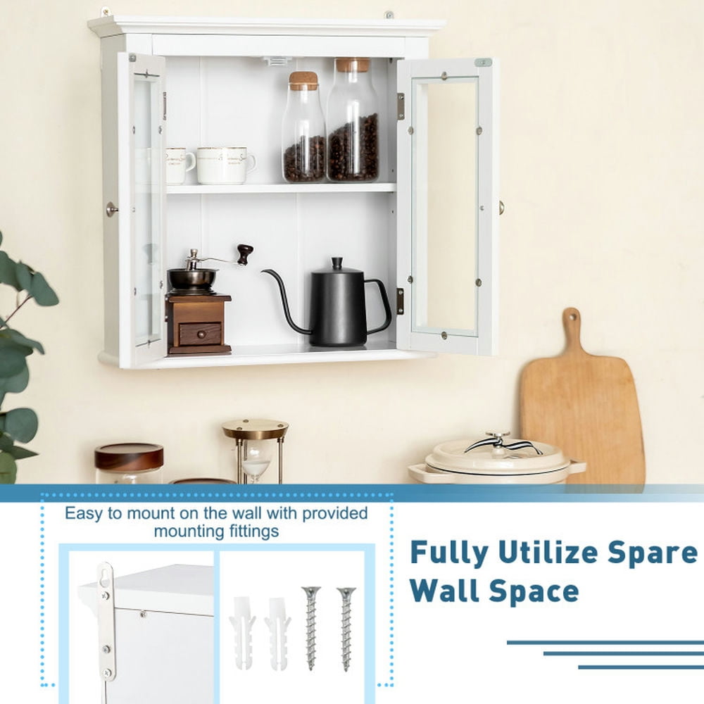 Finihen Bathroom Wall Cabinet, Wall Mounted Bathroom Cabinet, Medicine Cabinet, Wall Mounted Door Cabinet with 3-Level Adjustable Shelf, for Bathroom, White Finihen Bathroom Wall Cabinet, Wall Mounted Bathroom Cabinet, Medicine Cabinet, Wall Mounted Door Cabinet with 3-Level Adjustable Shelf, for Bathroom, White