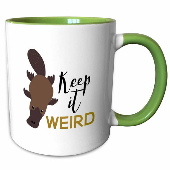 3drose, Keep It Weird Funny Platypus, 11oz Two-tone Green Mug