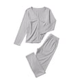 thumbnail image 4 of Enjoytime Women's Pajama Sets Soft Comfy 2 Piece Sleepwear V-Neck Long Sleeve Button Down Shirts with Pants Pjs Set, 4 of 5