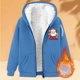 thumbnail image 1 of Sudadera informal con capucha y manga larga para mujer, estilo navideño, de gran tamaño, color liso, con cremallera, capucha y forro polar grueso, chaqueta de manga larga con hombros descubiertos, blu, 1 of 5