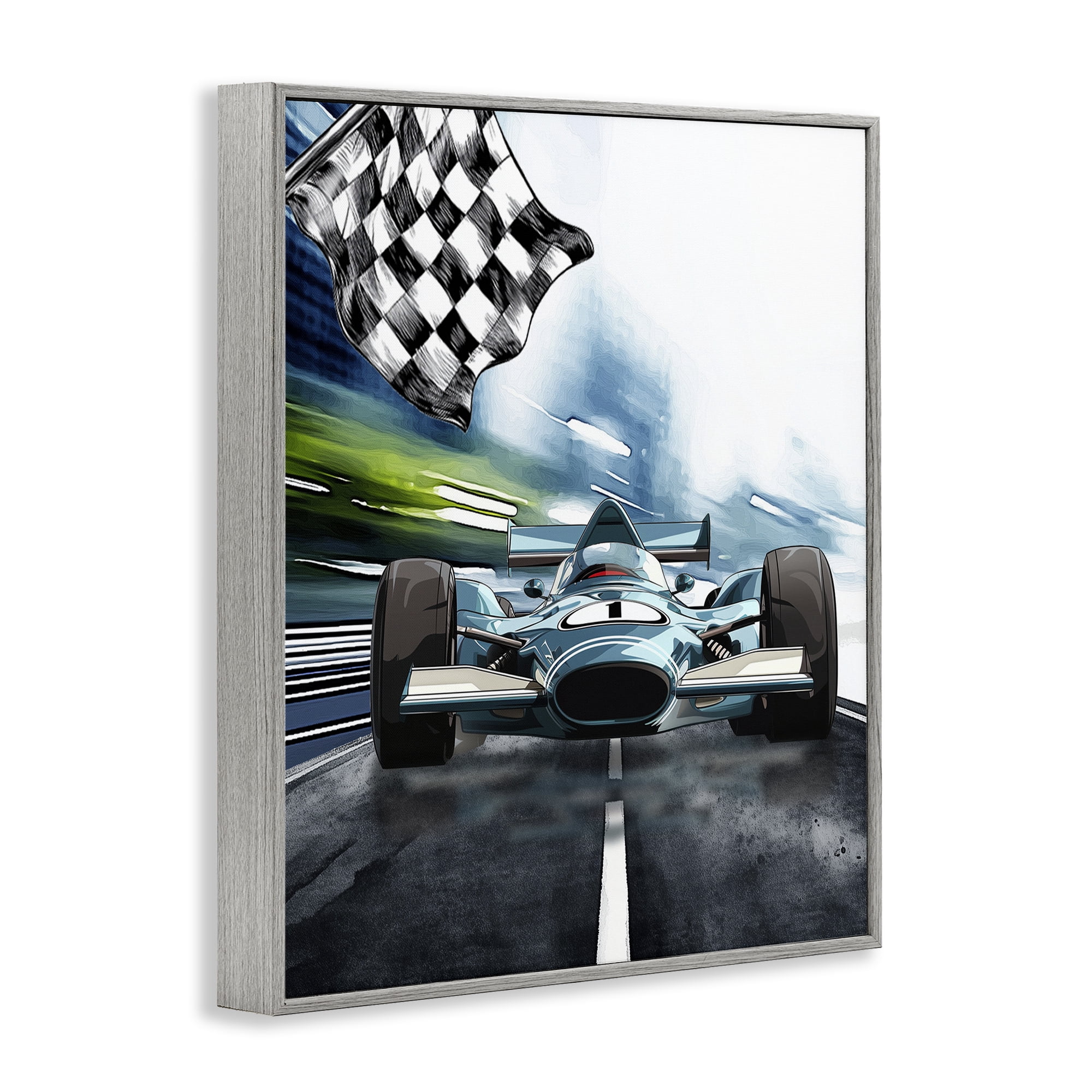 Stupell Industries Racecar Set Go Gray Framed Giclee Art, design by Christine Simpson Art