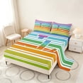 thumbnail image 2 of Manfei Rainbow Stripe Monogram Queen Sheets, Glitter Letter L Queen Sheet Sets, Multicolor White, Polka Dots Reversible 4pcs1 Flat Sheet + 1 Fitted Sheet + 2 Pillowcases, 2 of 6