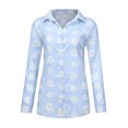 thumbnail image 3 of ICHUANYI Clearance Womens Fashion Casual Knot Floral Short Sleeves V-Neck Shirt Blouse Tops(Blue, S) Ichuanyi Ichuanyi, 3 of 8