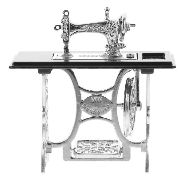 KAKOWELY Máquina de coser para casa de muñecas, accesorio de máquina de coser antigua, decoración para casa de muñecas