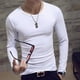thumbnail image 4 of Camisa clásica de cuello redondo para hombre de color puro para uso diario, en la oficina y en salidas, color blanco, talla M, manga larga, 4 of 8