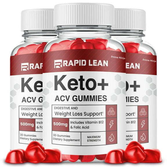 (3 Pack) Rapid Lean Keto ACV Gummies, Apple Cider Vinegar, Max Strength, 3-Month Supply Dietary Supplement, Made in USA.