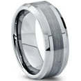 thumbnail image 2 of Charming Jewelers 8mm Silver Gray Grey Beveled Edge Brushed Polished Classic Tungsten Carbide Wedding Band Ring for Men Women Comfort Fit Engagement Anniversary Size 8.5, 2 of 5