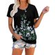 thumbnail image 4 of Blusa de cuello redondo fruncido a la moda para mujer, camisetas holgadas de manga corta con estampado, camiseta clásica de verano Pompotops hkajfhjk464736, 4 of 9