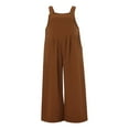 thumbnail image 2 of Wide Leg Overalls for Women Sleeveless Jumpsuits Suspender Overalls with Pockets, 2 of 5