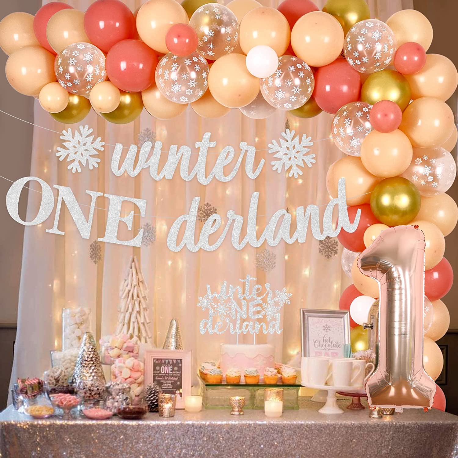 Winter Onederland 1st Birthday Highchair Banner - Snowflake Themed Girl Birthday Decor - View #10