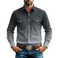 thumbnail image 2 of LEKWK Western Shirt for Men Long Sleeve Button Down with Dual Flap Chest Pockets Point Collar Regular Fit Cowboy Dress Shirt for Ranch Work Rodeo Travel and Casual Everyday Style, 2 of 8