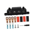 thumbnail image 3 of 4 Stud Power Distribution Block Marine Bus Bar Universal 4x Terminal Studs Terminal Distribution Block for Marine Solar System Car RV M8 Black, 3 of 8