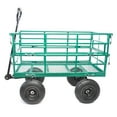 thumbnail image 2 of Gzxs Garden Cart, Heavy Duty 600 Lbs Capacity Mesh Steel Garden Cart with Removable Sides to Convert into Flatbed, Utility Metal Wagon with Adjustable Handle and 10 in Tires, Green, 2 of 7