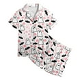 thumbnail image 5 of Caqnni Halloween Pjs Girls Satin Pajamas Set Pumpkin Print Short Sleeve Button-Down Shirt and Shorts 2 Piece Sleepwear Girls Halloween Pajamas Shorts Sets (6-7 Years,Light Pink), 5 of 5