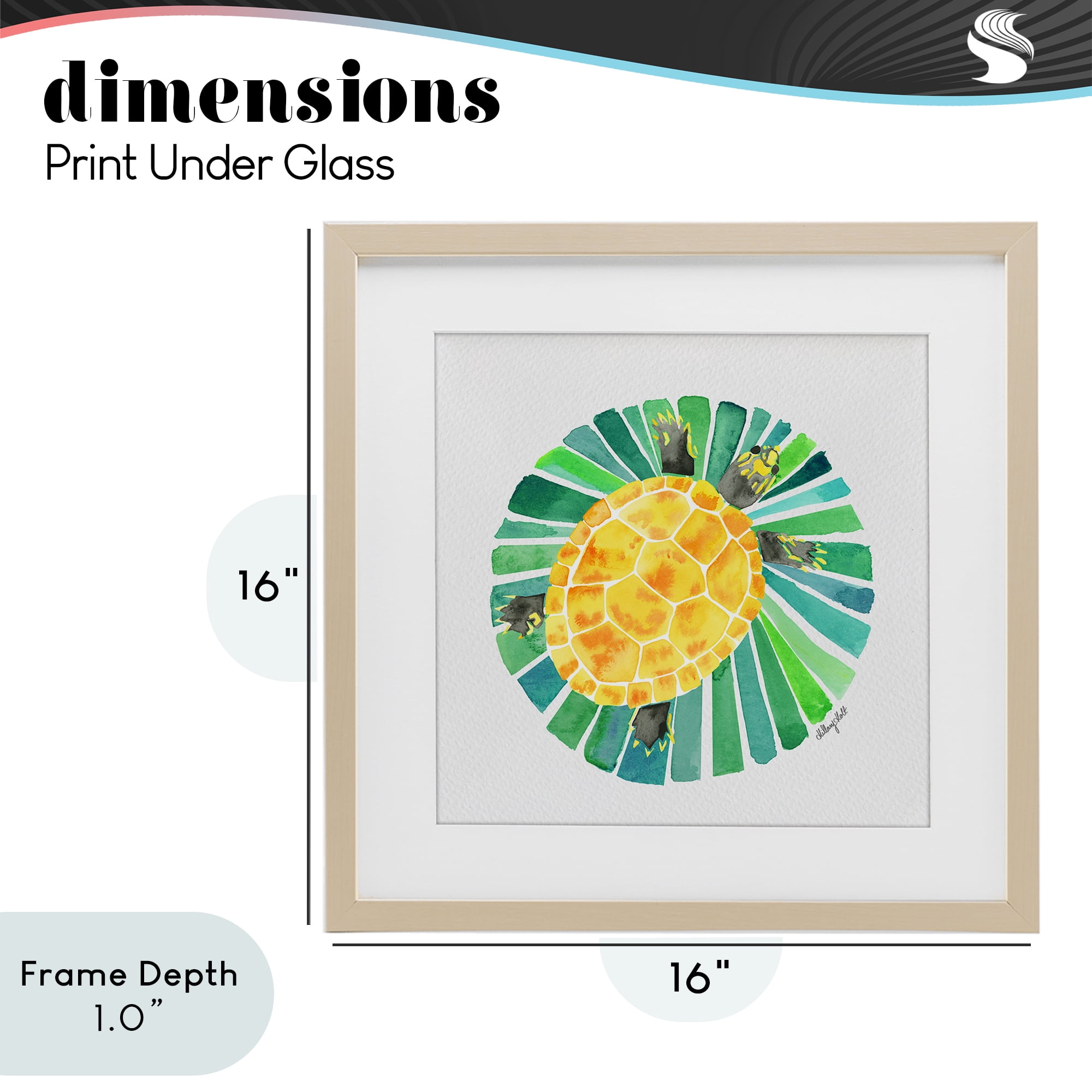 Stupell Industries Lotus Garden Turtle Birch Framed Print Under Glass, design by Hillary Holt