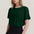 thumbnail image 3 of T-shirt Mode Femme Col Rond Grande Taille Manches Courtes Couleur Unie avec Tissu Doux et Respirant, 3 of 5