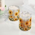 thumbnail image 2 of Yayeee 2 Pack Qtip Holder Bathroom Cotton Swab Canister with Lid Clear Dispenser Set, Beige Sunflowers, 2 of 6
