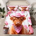 thumbnail image 2 of Homewish Kawaii Rustic Cow Twin Sheet Sets, Western Cowgirl Cowboy Twin Fitted Sheet, Farmhouse Cabin Flat Sheet, Super Cozy Room Decor, 3-Piece, 2 of 7