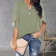thumbnail image 2 of Ruyang Women's Summer Dressy Chiffon Blouses Flutter Sleeve Blouse Tops V Neck Ruffle Short Sleeve Tunic Tops For T Shirt plus Size Chiffon Shirt, 2 of 5