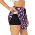 thumbnail image 3 of Lsque Skull Flower Printed Women's Running Shorts with Liner Pockets,Elastic Quick Dry Workout Athletic Gym Yoga Shorts,Womens High Waist Shorts-, 3 of 9