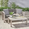 thumbnail image 2 of Cybele Doris Outdoor Silver Aluminum Loveseat and Coffee Table Set with Cushions, Khaki, 2 of 9