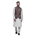 thumbnail image 1 of Atasi Kurta Pyjama Traditionnel Uni à Col Mandarin avec Ensemble de Veste Imprimée, 1 of 3