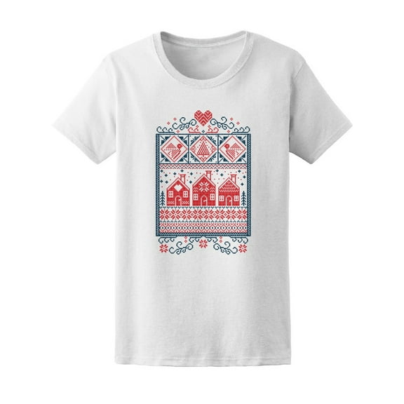 Christmas Winter Pattern Pine T-Shirt Women -Image by Shutterstock, Female Large