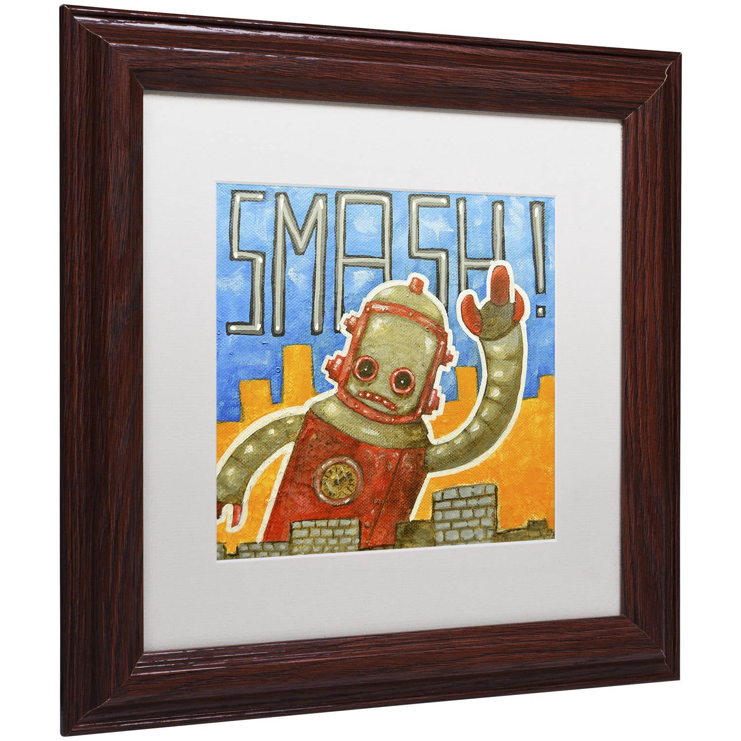 Trademark Fine Art 'Smash!' Canvas Art by Craig Snodgrass, White Matte, Wood Frame