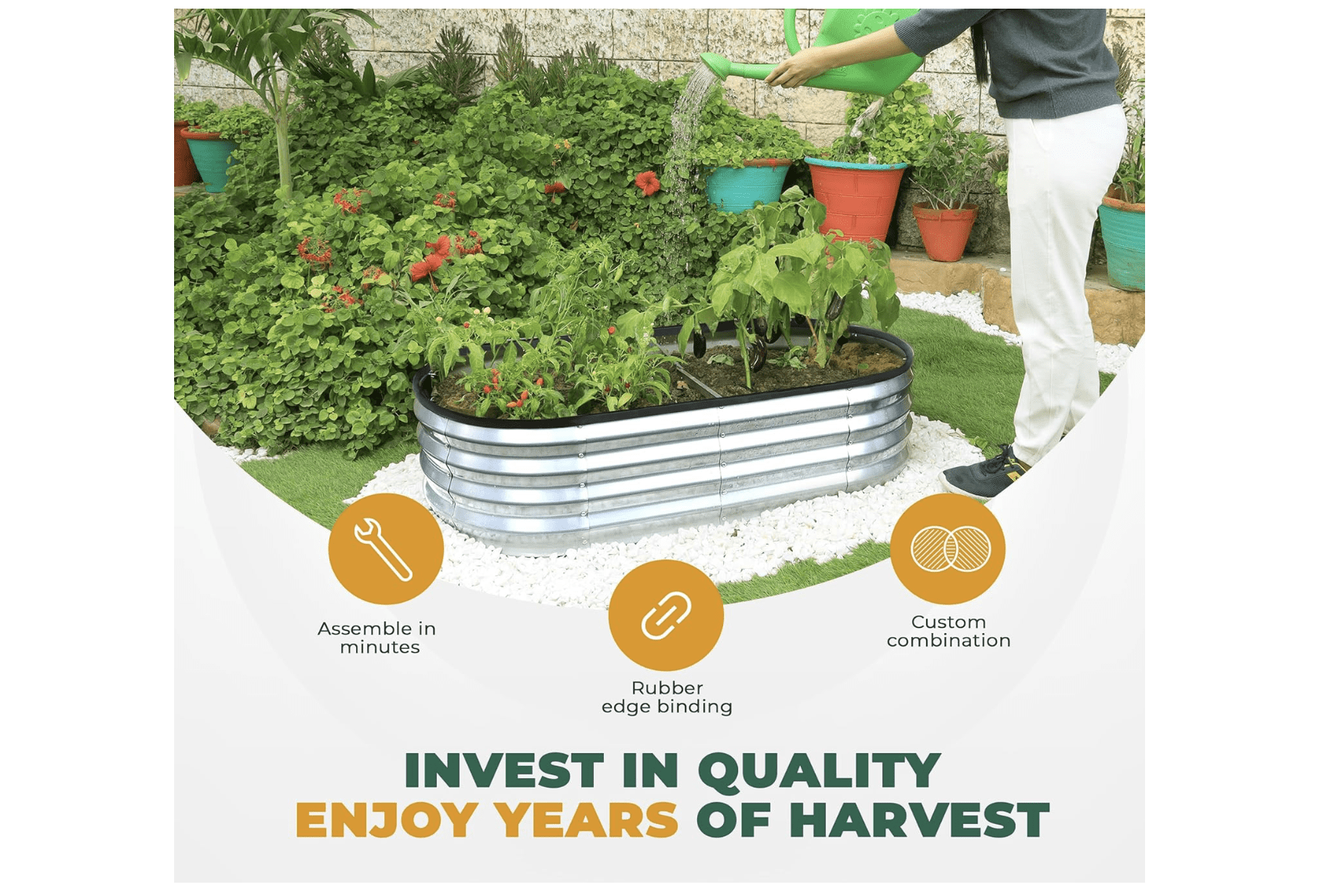 Galvanized Raised Garden Bed, 4ft x 2ft Lightweight Planter Boxes Outdoor with Easy Assembly, Large Garden Bed for Vegetables, Fruits, Flower