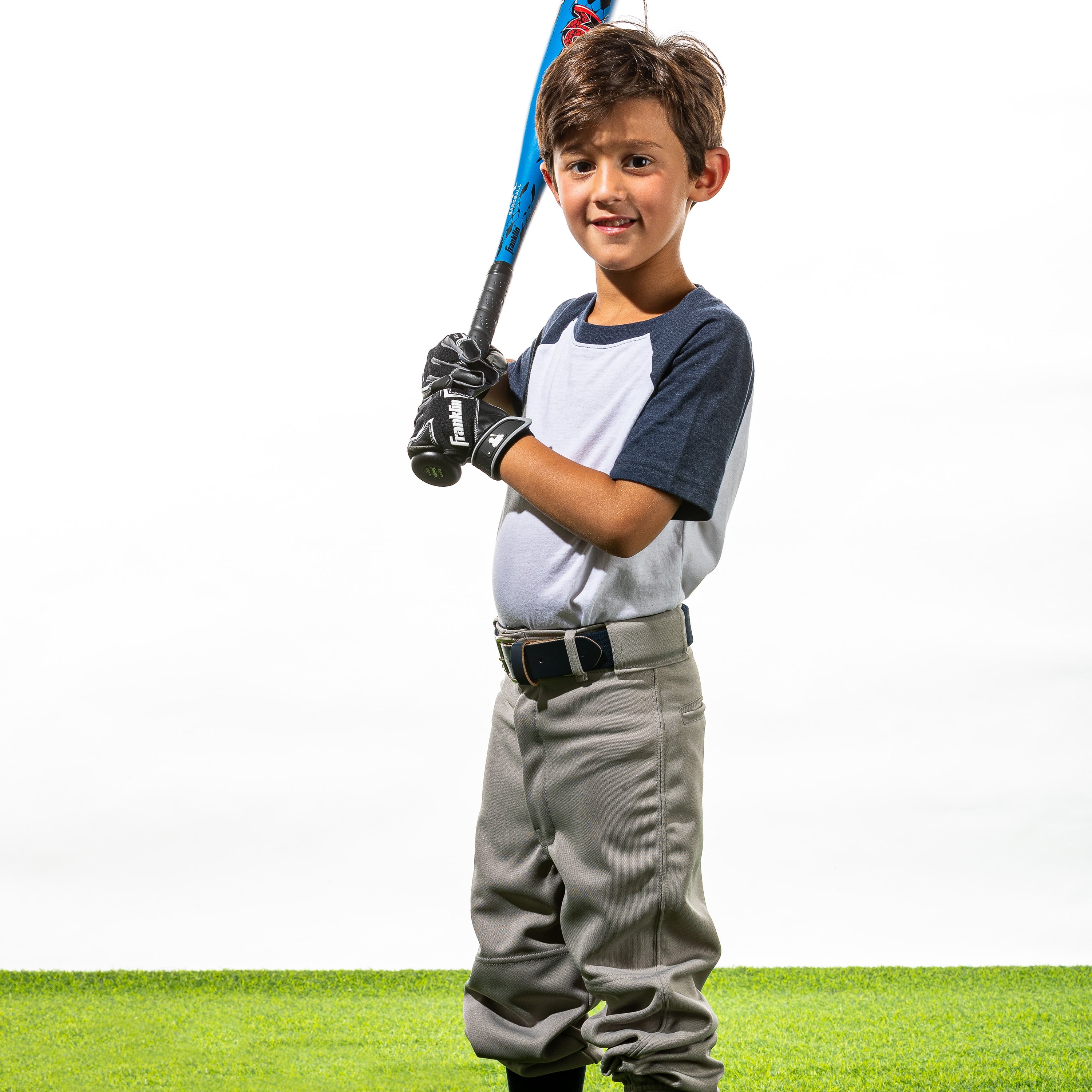Franklin Sports MLB Free Flex Baseball Batting Gloves - Black/Gray/White - Youth Small - 1 Pair