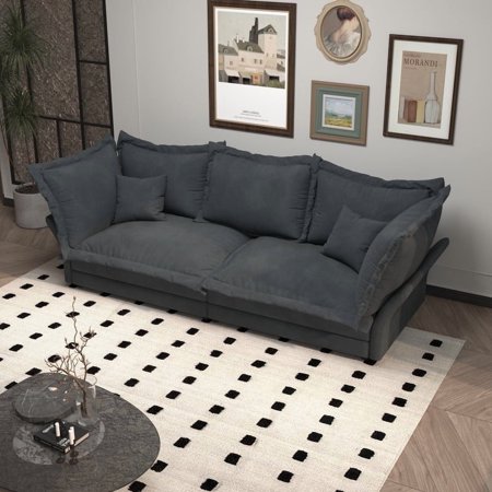 Timbernest 90" Loveseat Sofa, 3-Seat Cloud Sectional Couch with Pillows, Deep Seat Sofa for Living Room, Small Space, Gray