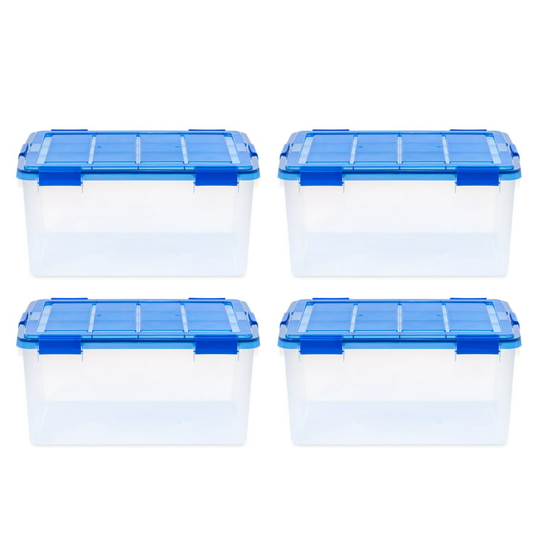 Iris USA, 16 Quart Weatherpro Gasket Clear Plastic Storage Box with Lid, Blue