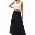 thumbnail image 3 of Women's Spliced Pleated Midi Pockets or Skirt for Casual Black M, 3 of 8