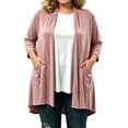 thumbnail image 2 of BUIGTTKLOP Plus Size Lightweight Cardigan for Women Open Front Long Sleeve Soft Cover Ups Casual Loose Shrug Jacket with Pockets, 2 of 8
