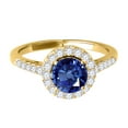 thumbnail image 2 of Aonejewelry 1.20 Ct. Halo Sapphire and Diamond Engagement Ring In 14k Yellow Gold, 2 of 4