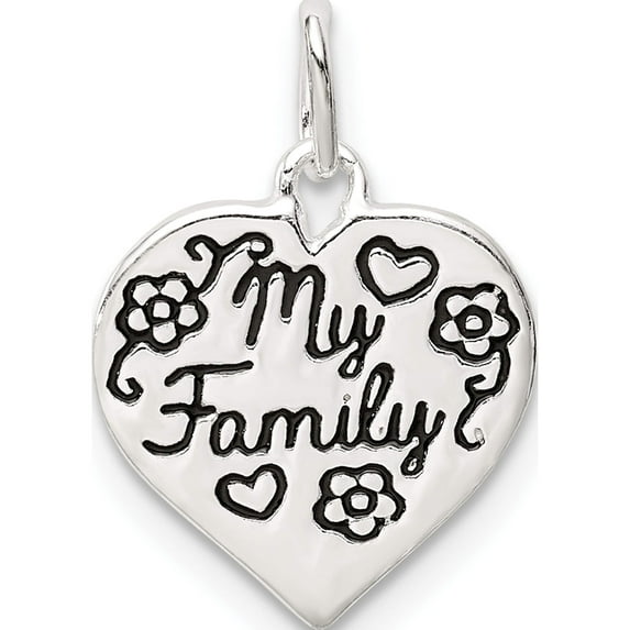 Sterling Silver Enamel My Family Heart Charm Made In India qc9504