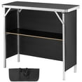 thumbnail image 1 of KFFKFF Collapsible Mobile Bar Table, Display Stand, Comes with Transport Bag, Storage Rack and Dark Drape, Dimensions: 38.39" x 15.16" x 34.25", 1 of 9