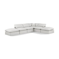 Meridian Furniture Indulge 135" Cream Vegan Leather U-Shaped Modular Sectional